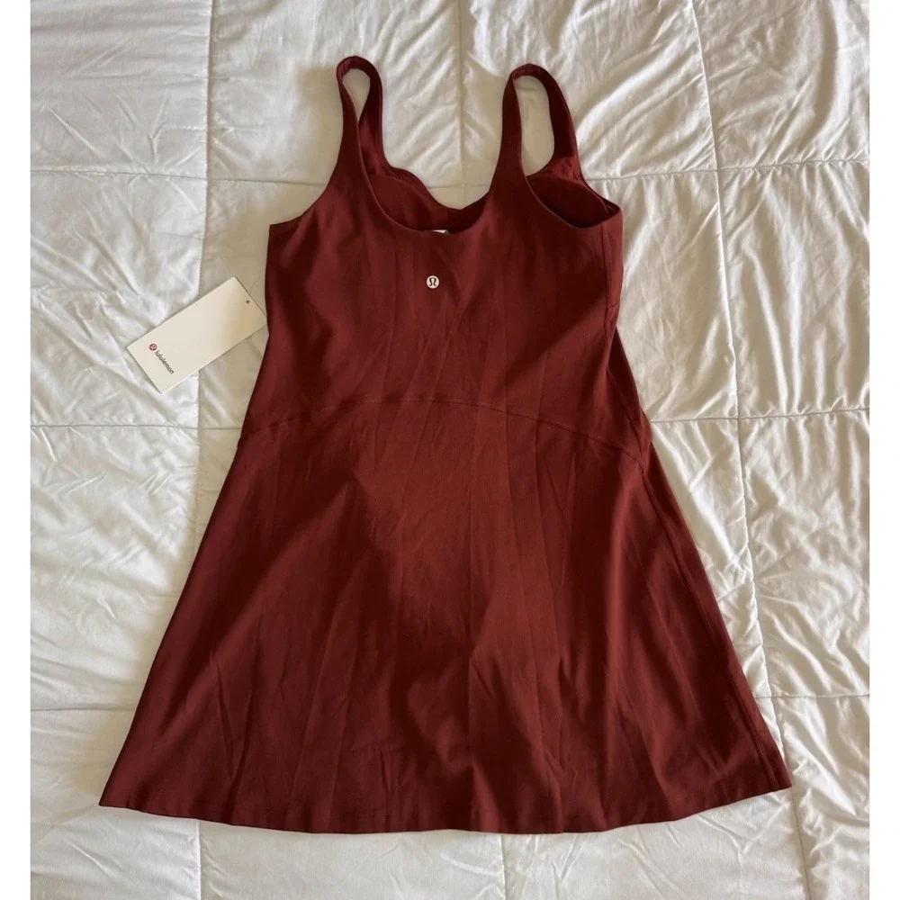 New Lululemon Align Strap Dress Size 10 Rockwood Red Built In Bra & Shorts - Picture 5 of 11